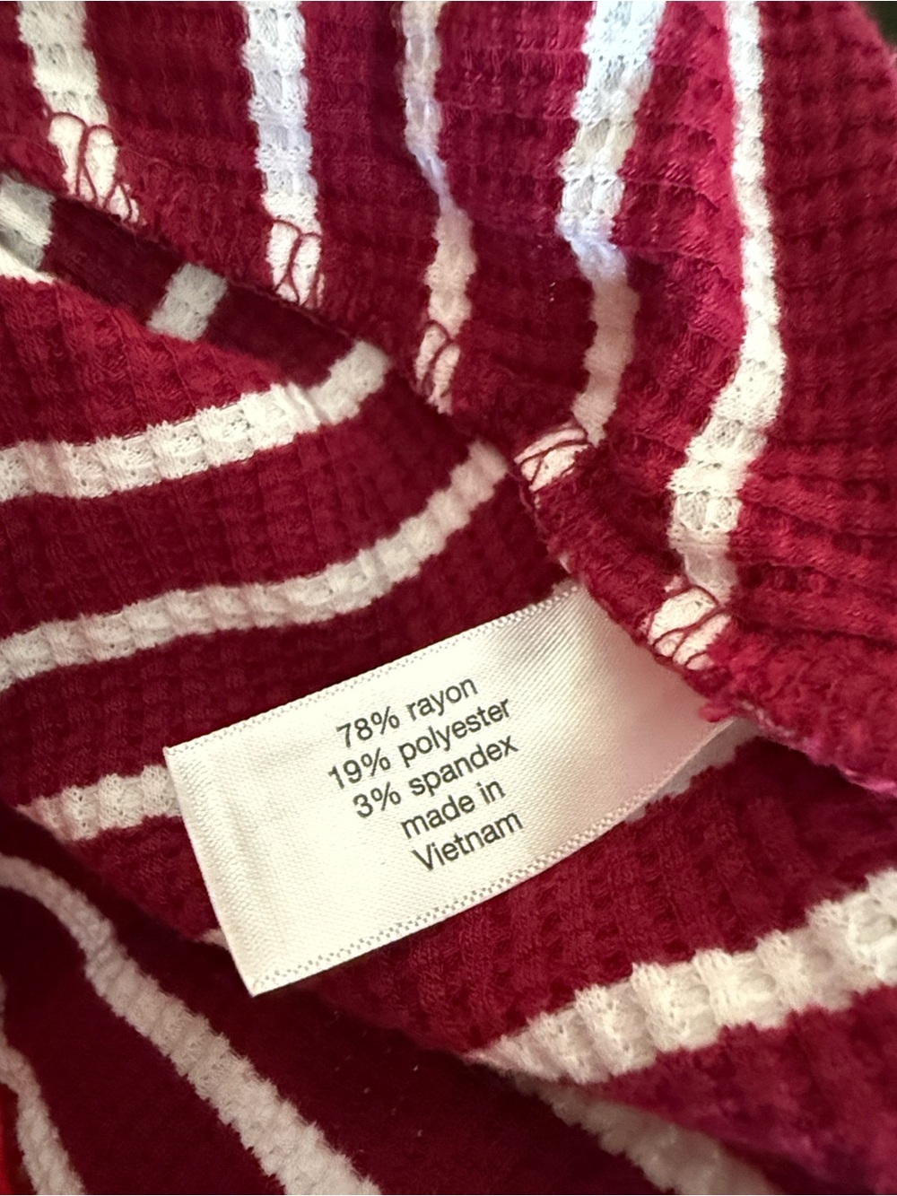Lane Bryant Burgundy & White Striped Button-Front Tie-Hem Top - Picture 5 of 5